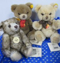 Three Modern Steiff Teddy Bears #012259 Petsy (Blond) approximately 22cm tall, #012419 Petsy (Brown)