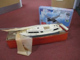 A Plastic R/C Pond Yacht, requiring attention although the hull and superstructure appear sound. A