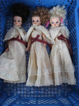 Three circa 1980's Sindy Dolls each marked to back of head 033055X and clothed in evening gowns with