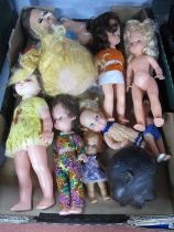 V A Quantity of Vintage Dolls, Dolls Heads, by playmates, Uneeda and other, playworn.