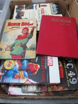 A collection of books and annuals to include PC 49 Eagle Strip Cartoon Book, Robin Hood Annual 1958,