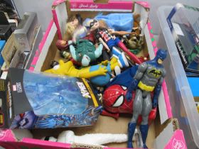 A Collection of Action Figures, Dolls, Money Boxes to include Batman, Marvel Legends X-Men Iceman,