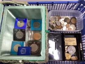 Large Collection Of GB And World Coins, includes GB commemorative Crowns, pre-decimal coins, various