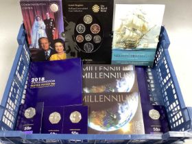 Collection Of GB Coins And Coin Sets, Royal Mint Bunc Emblems of Britain, change checker a-z 10p