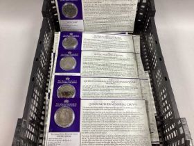 Eighteen Danbury Mint GB £5 Coins, all with certificates of authenticity.