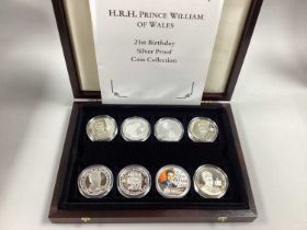 Fourteen Silver Proof Coins, including eight Prince William 21st Birthday and six Queen's Jubilee,