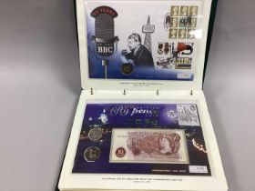 Three Albums Containing Various Coin And First Day Covers, includes two history of World War II