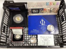 Collection Of Silver Coins, includes a 1994 Isle of Man silver Crown, Royal Mint 1994 Silver Proof