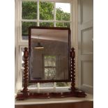 VICTORIAN MAHOGANY FRAMED CRUTCH MIRROR