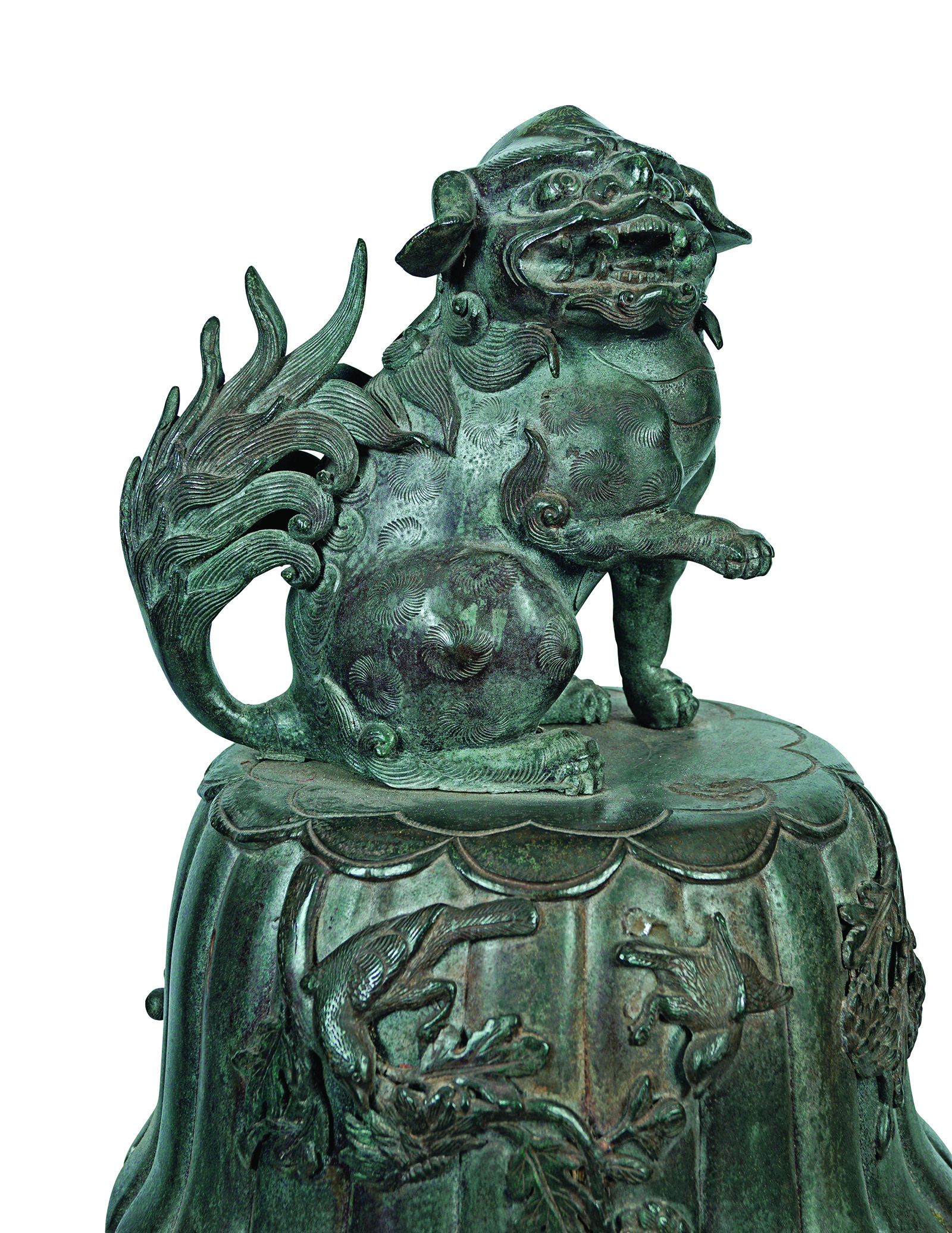 MONUMENTAL JAPANESE BRONZE URN AND COVER - Image 2 of 2