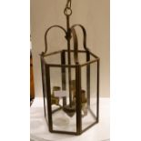 EDWARDIAN BRASS HALL LANTERN