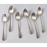 SET OF 6 BRIGHT CUT SILVER TEASPOONS