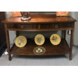 EDWARDIAN MAHOGANY & INLAID TWO-TIER SIDE TABLE