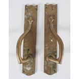 PAIR ART NOUVEAU BRASS DOOR PULLS