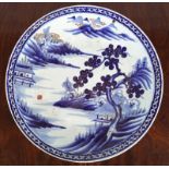 19TH-CENTURY JAPANESE BLUE & WHITE CHARGER