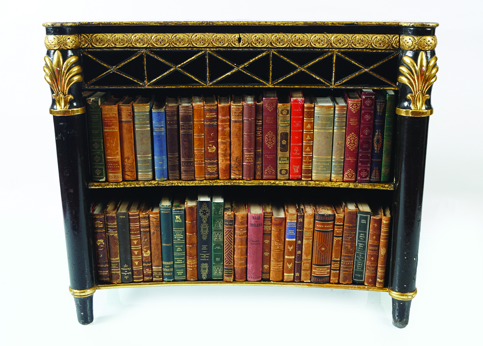 REGENCY PERIOD EBONY & PARCEL-GILT BOOKCASE