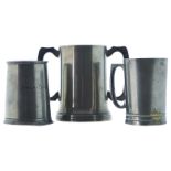 GROUP OF THREE PEWTER TANKARDS
