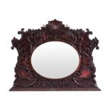 EDWARDIAN CARVED CHIPPENDALE OVERMANTLE MIRROR
