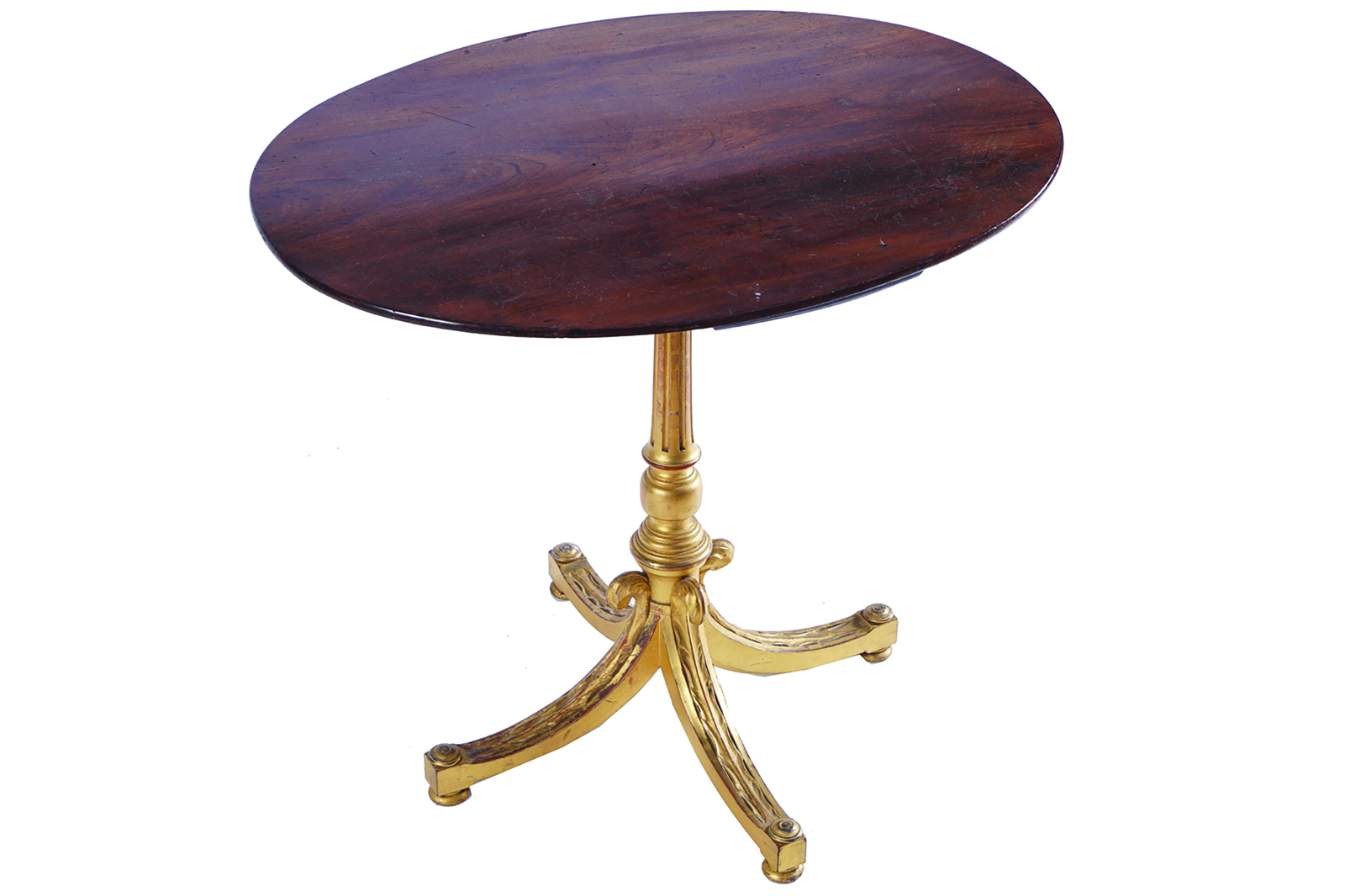 19TH-CENTURY MAHOGANY & CARVED GILTWOOD TABLE