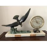 ART DECO ALABASTER & BRONZED CLOCK