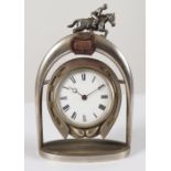 EQUINE THEMED POLISHED STEEL LIBRARY DESK CLOCK