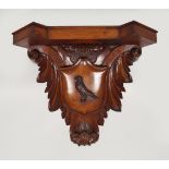 19TH-CENTURY CARVED OAK ARMORIAL BRACKET