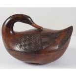 CARVED HARDWOOD DUCK-MOUNTED BOWL