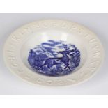 BLUE AND WHITE SALT GLAZED ALPHABET PLATE