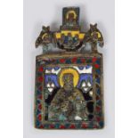 19TH-CENTURY EASTERN BRONZE & ENAMELLED ICON