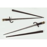 PAIR WWI BAYONETS AND SCABBARDS