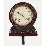 19TH-CENTURY ROSEWOOD & MOTHER O'PEARL WALL CLOCK