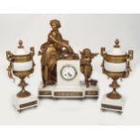 19TH-CENTURY ORMOLU & MARBLE CLOCK GARNITURE