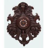 LARGE BLACK FOREST CARVED WALL CLOCK