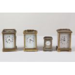 COLLECTION OF 4 BRASS CARRIAGE CLOCKS