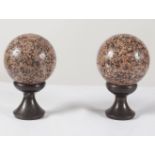 PAIR LIBRARY GRANITE SPHERES