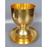 WITHDRAWN GILDED MID-CENTURY SILVER-PLATED CHALICE