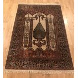 HAND WOVEN SILK PRAYER RUG