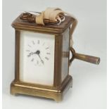 EDWARDIAN BRASS MINIATURE CARRIAGE CLOCK