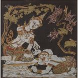 4 LATE 19TH-CENTURY THAILANESE SILK PAINTINGS