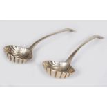 PAIR GEORGIAN SILVER ONSLOW PATTERN LADLES