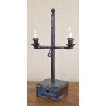 IRISH VERNACULAR PINE TWO LIGHT CANDLE HOLDER