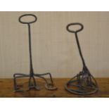 TWO FORGED IRON LIVESTOCK BRANDING IRONS