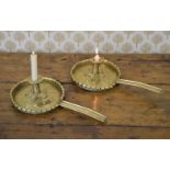 PR IRISH 19TH-CENTURY BRASS CHAMBER CANDLESTICKS