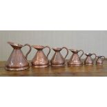 SET OF SIX GRADUATED COPPER MEASURES