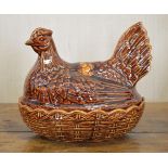 GLAZED POTTERY HEN