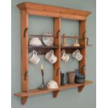 19TH-CENTURY IRISH PINE WALL-MOUNTED SPIT RACK