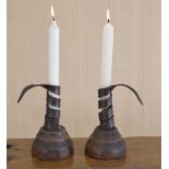 PR. IRISH VERNACULAR IRON CANDLESTICKS