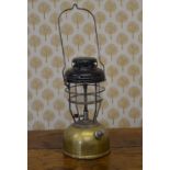 BRASS AND ENAMELLED TILLY LAMP