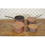 SET OF 4 GEORGIAN COPPER SAUCEPANS