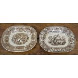 PAIR OF WILLOW PATTERN MEAT PLATTERS